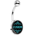Custom Teal Personalized Name Belly Ring