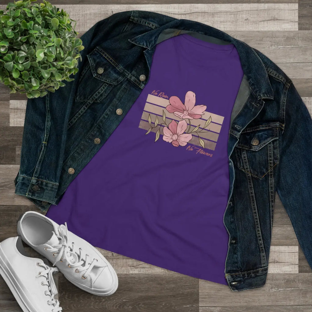 Floral Tee Women's Premium - No Rain No Flowers - DipaliZ