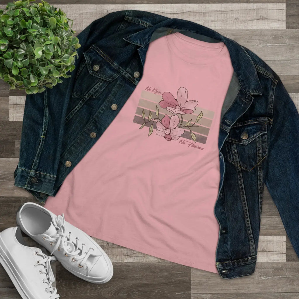 Floral Tee Women's Premium - No Rain No Flowers - DipaliZ