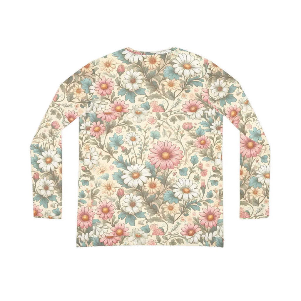 Pretty Pastel Flowers V-Neck Long Sleeve Shirt - DipaliZ