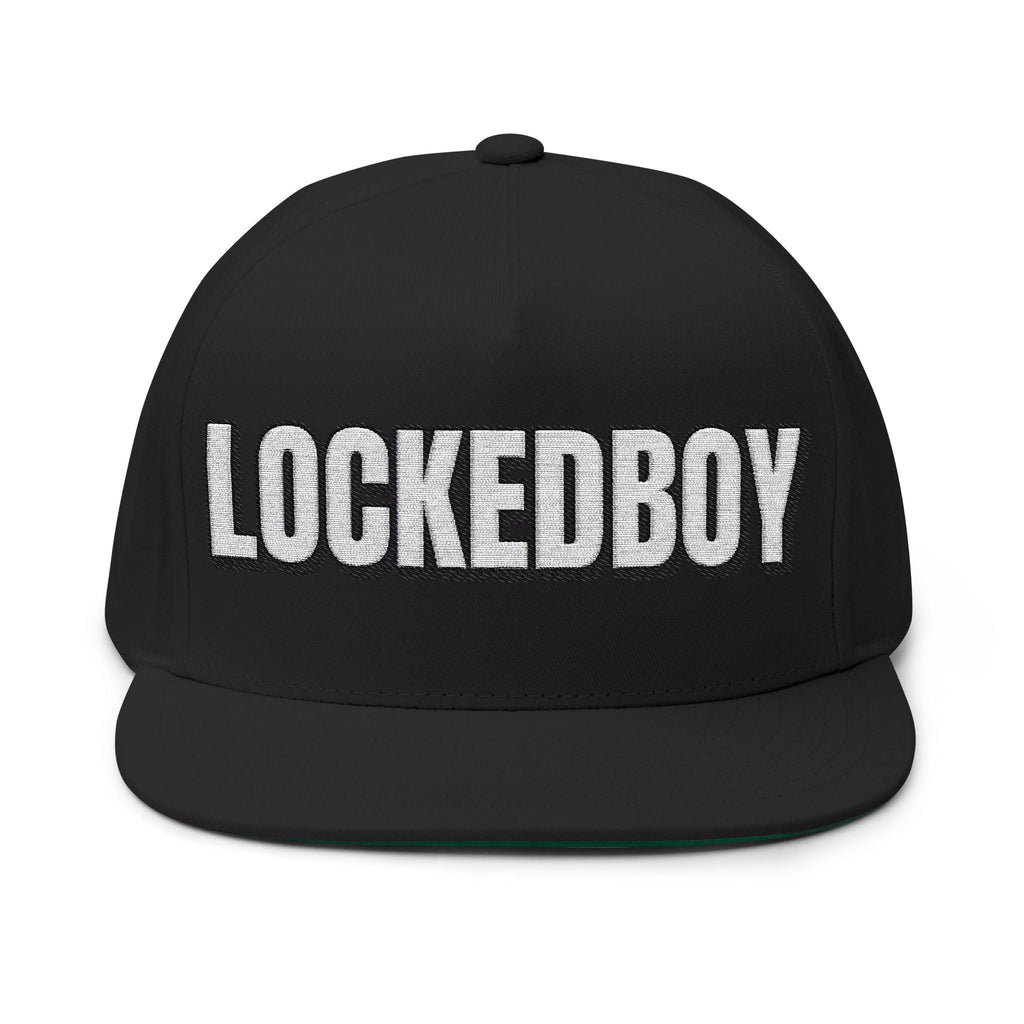 INTO: LOCKEDBOY Embroidered Flat Bill Cap – Chastity Kink Hat for Proud Subs