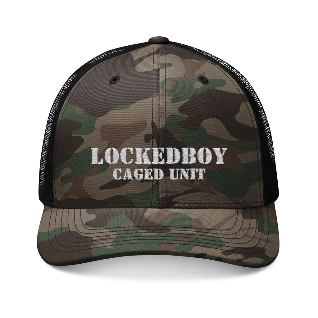 Locktober LockedBoy Caged Unit Camo Snapback Cap – Olive, Brown, and Black Camo Styles Embroidery | Outdoor Adventure Cap, Hunting Gear, Casual Wear, Gift for Dad.