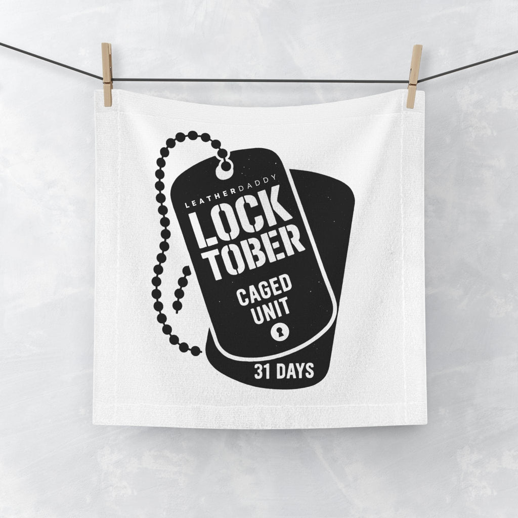 LockedBoy Caged Unit Gym Towel – Fetish CumRag with Locktober Dog Tag Design