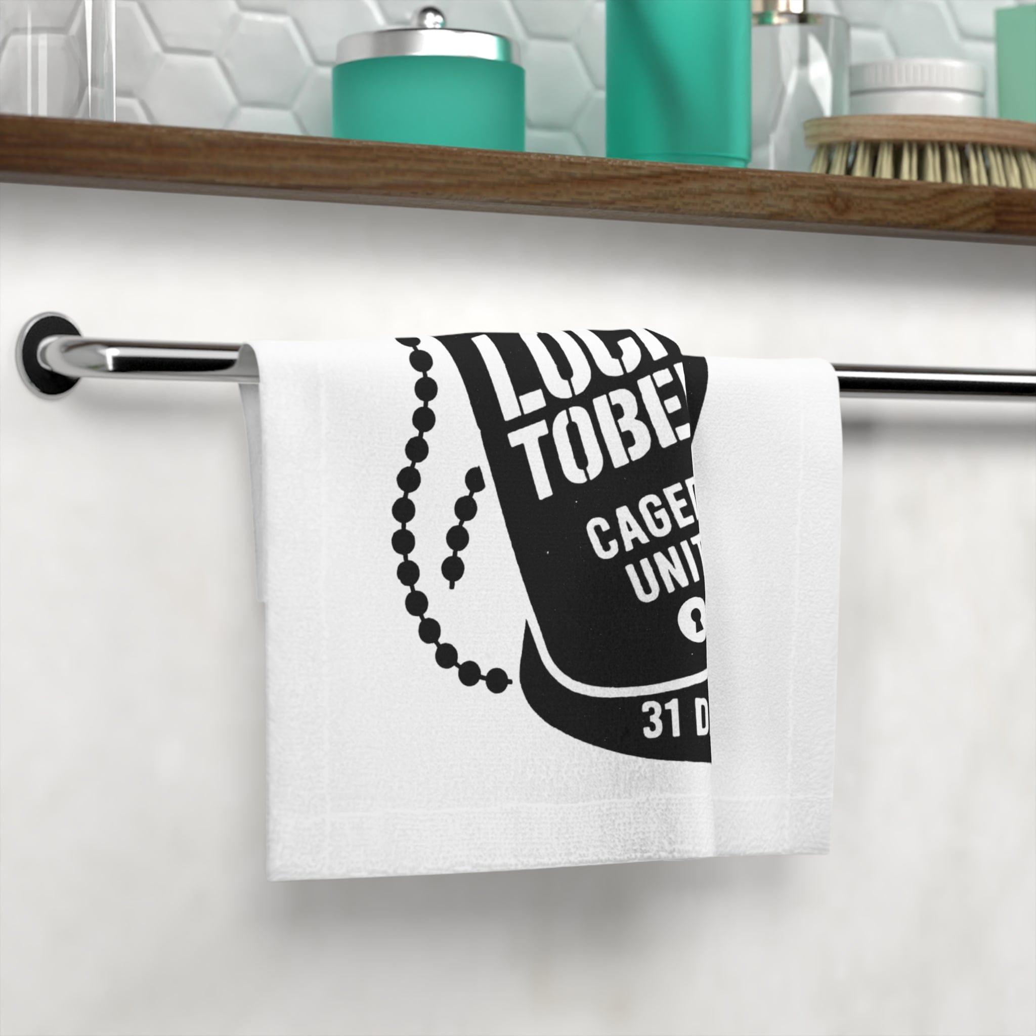 LockedBoy Caged Unit Gym Towel – Fetish CumRag with Locktober Dog Tag Design