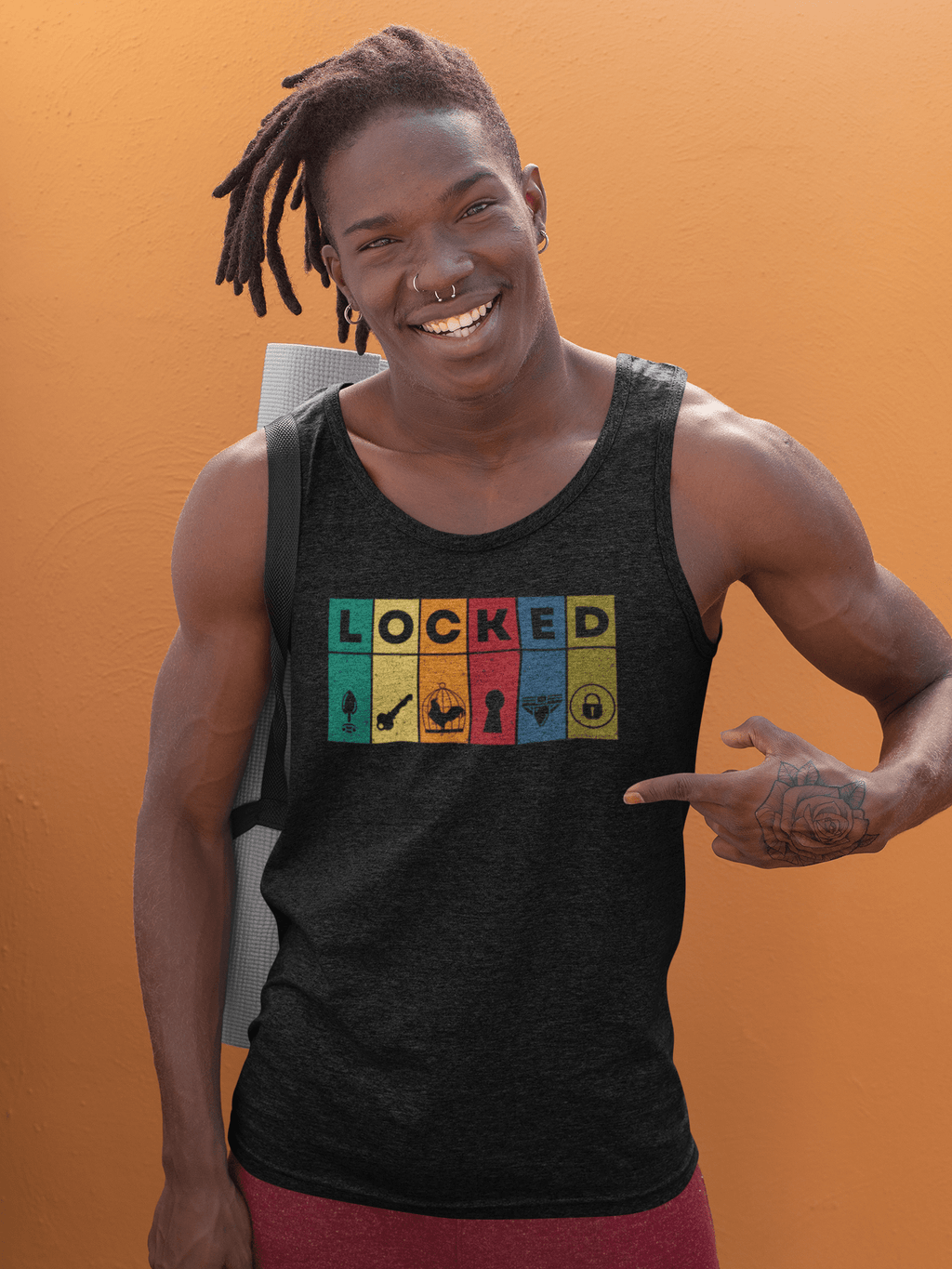 LOCKED Blocks Tank Top - LockedBoy Athletics Chastity Themed Tshirts