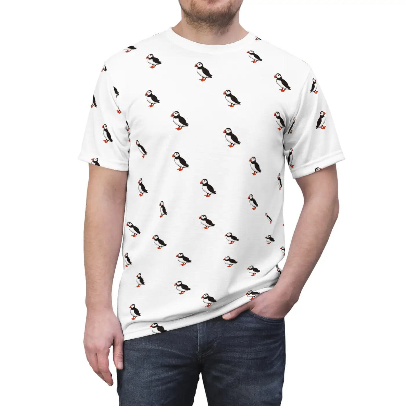 Puffin Bird Unisex Cut and Sew Tee - Globally Sourced - DipaliZ