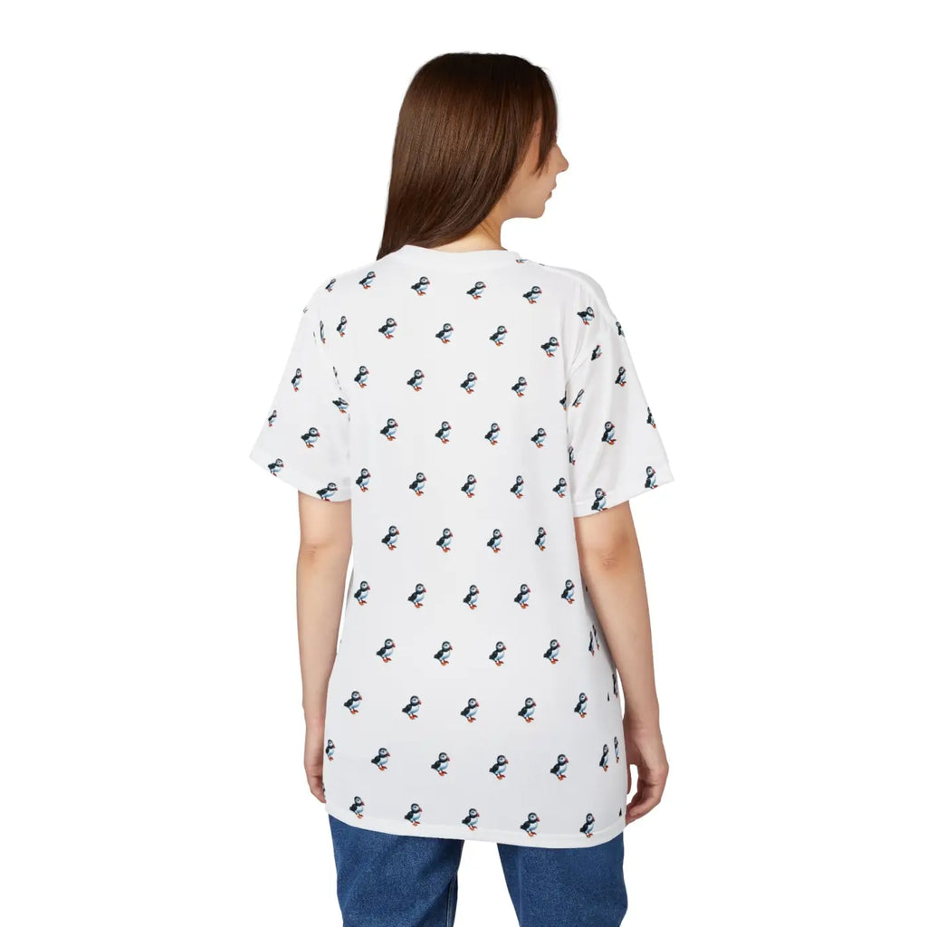 Puffin Pattern Unisex Tee - Microfiber-Knit Fabric - DipaliZ