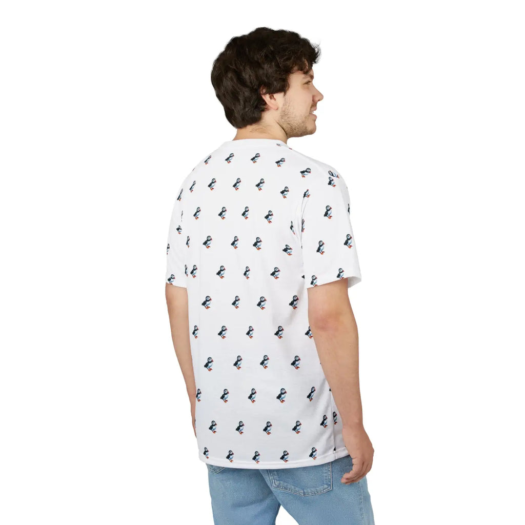 Puffin Pattern Unisex Tee - Microfiber-Knit Fabric - DipaliZ
