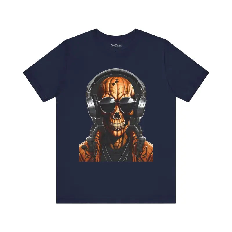 Pumpkin Skull Jersey Short Sleeve Tee - Halloween Unisex - DipaliZ