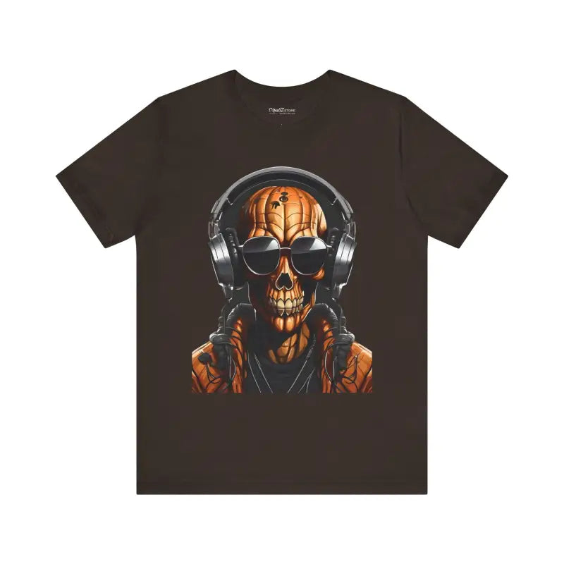 Pumpkin Skull Jersey Short Sleeve Tee - Halloween Unisex - DipaliZ