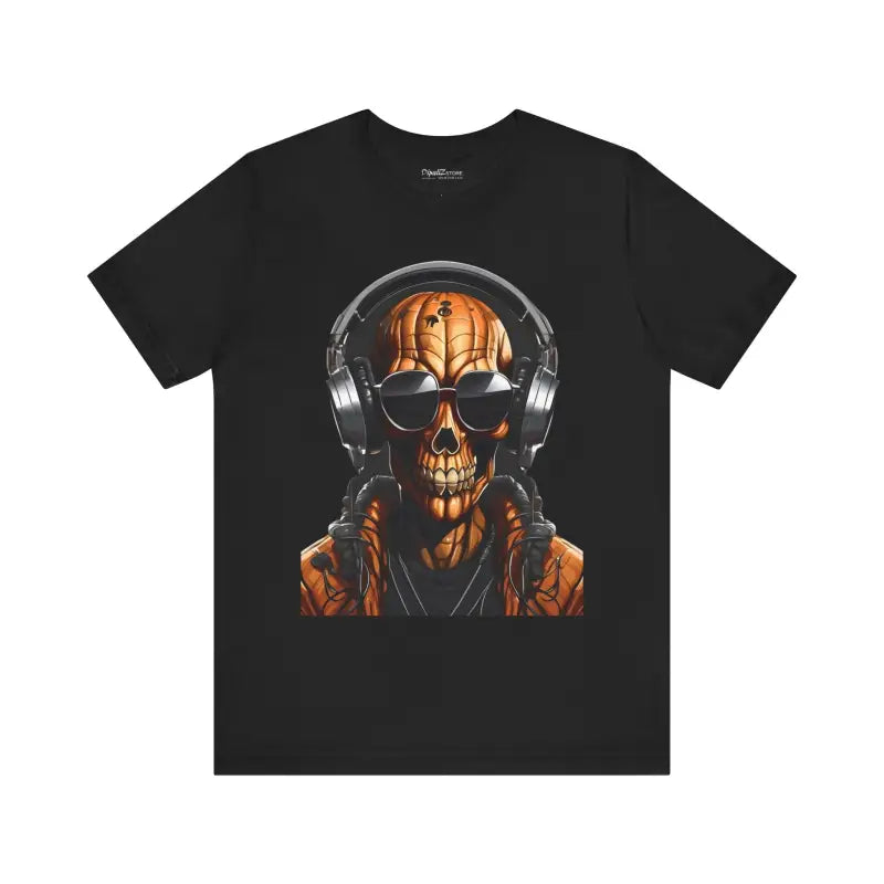 Pumpkin Skull Jersey Short Sleeve Tee - Halloween Unisex - DipaliZ