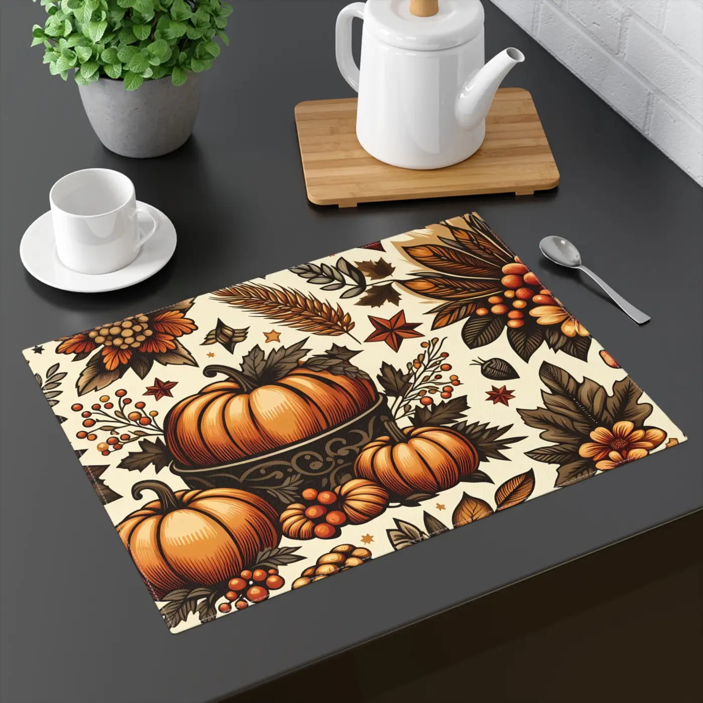 Festive Pumpkins Placemat - Thanksgiving Table Decor - DipaliZ