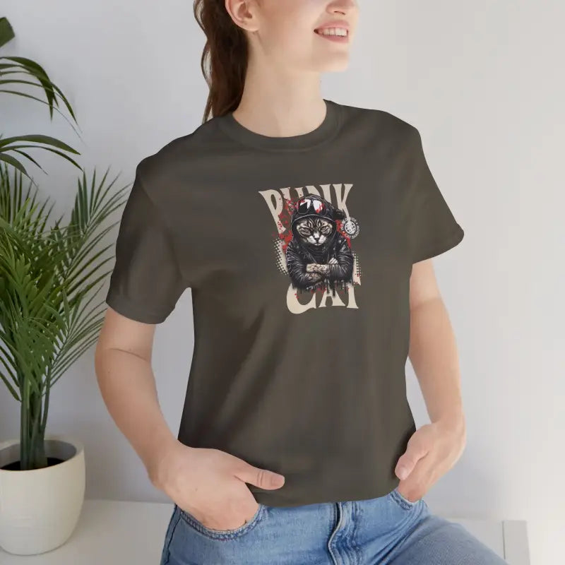 Punk Cat Unisex Tee - Soft Cotton Music Lover - DipaliZ