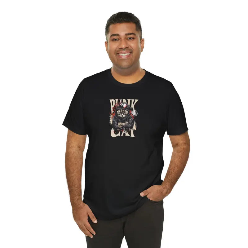 Punk Cat Unisex Tee - Soft Cotton Music Lover - DipaliZ
