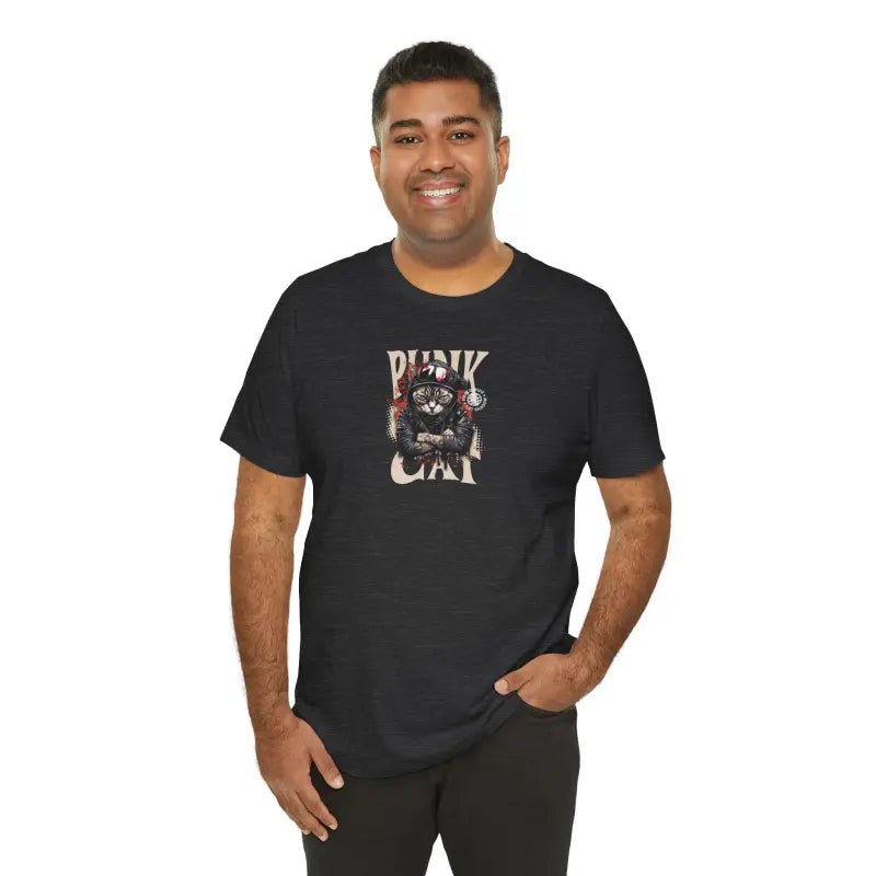 Punk Cat Unisex Tee - Soft Cotton Music Lover - DipaliZ