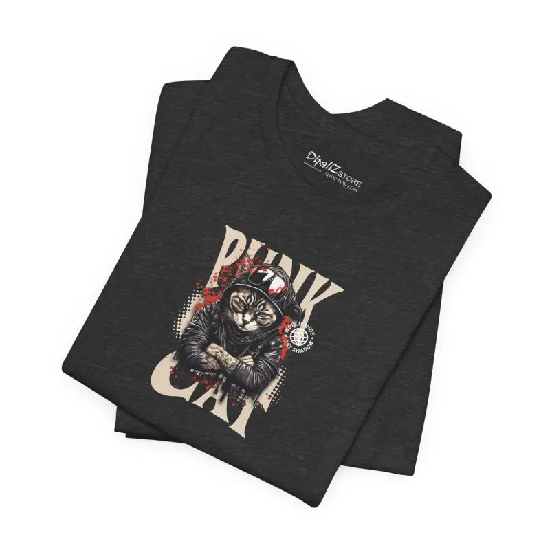 Punk Cat Unisex Tee - Soft Cotton Music Lover - DipaliZ