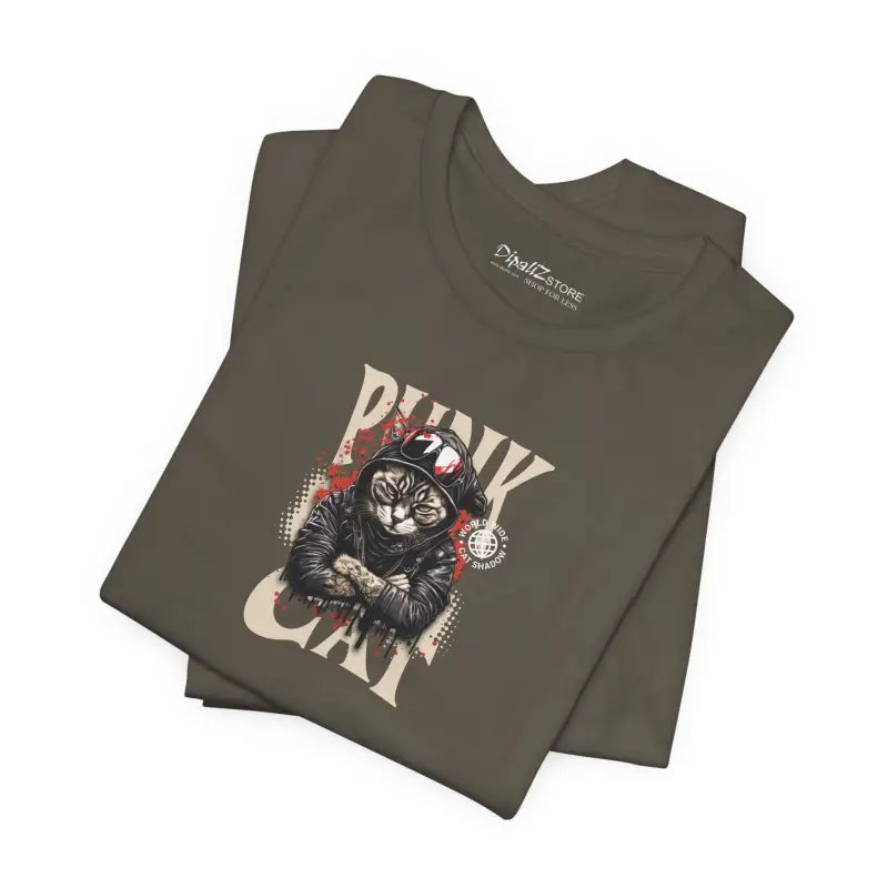 Punk Cat Unisex Tee - Soft Cotton Music Lover - DipaliZ