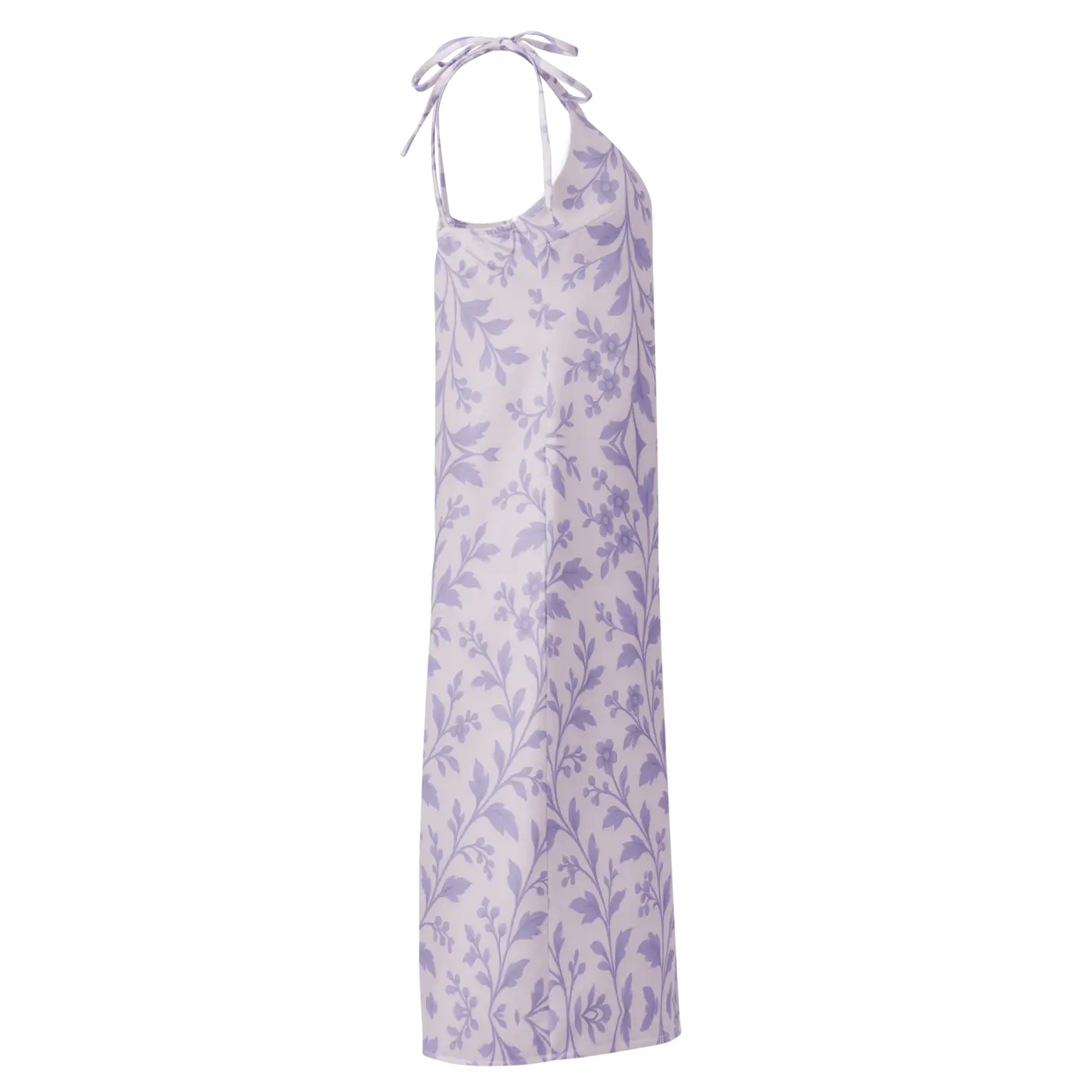Midi Dress - Purple Floral Vines Built-In Bra - DipaliZ