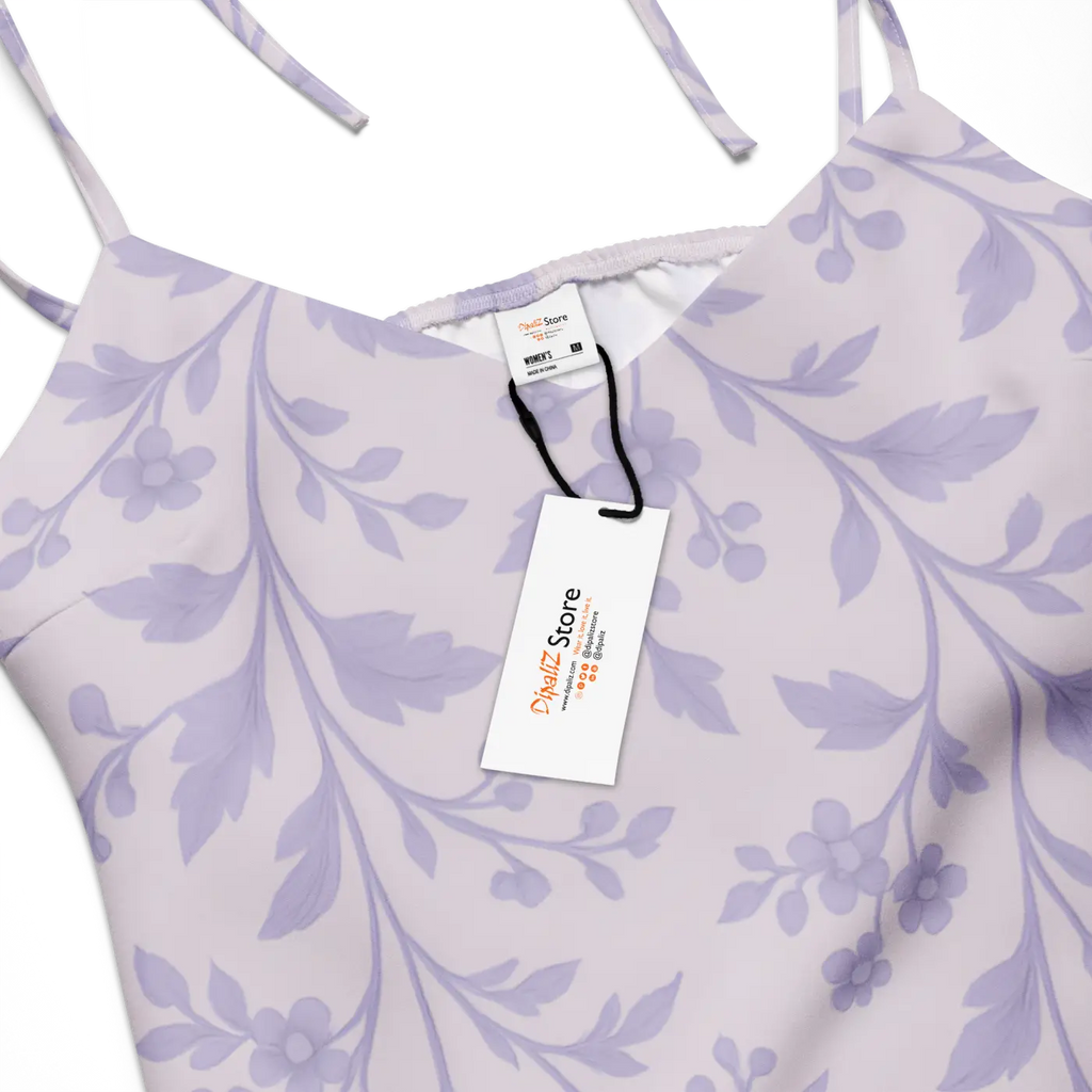 Midi Dress - Purple Floral Vines Built-In Bra - DipaliZ