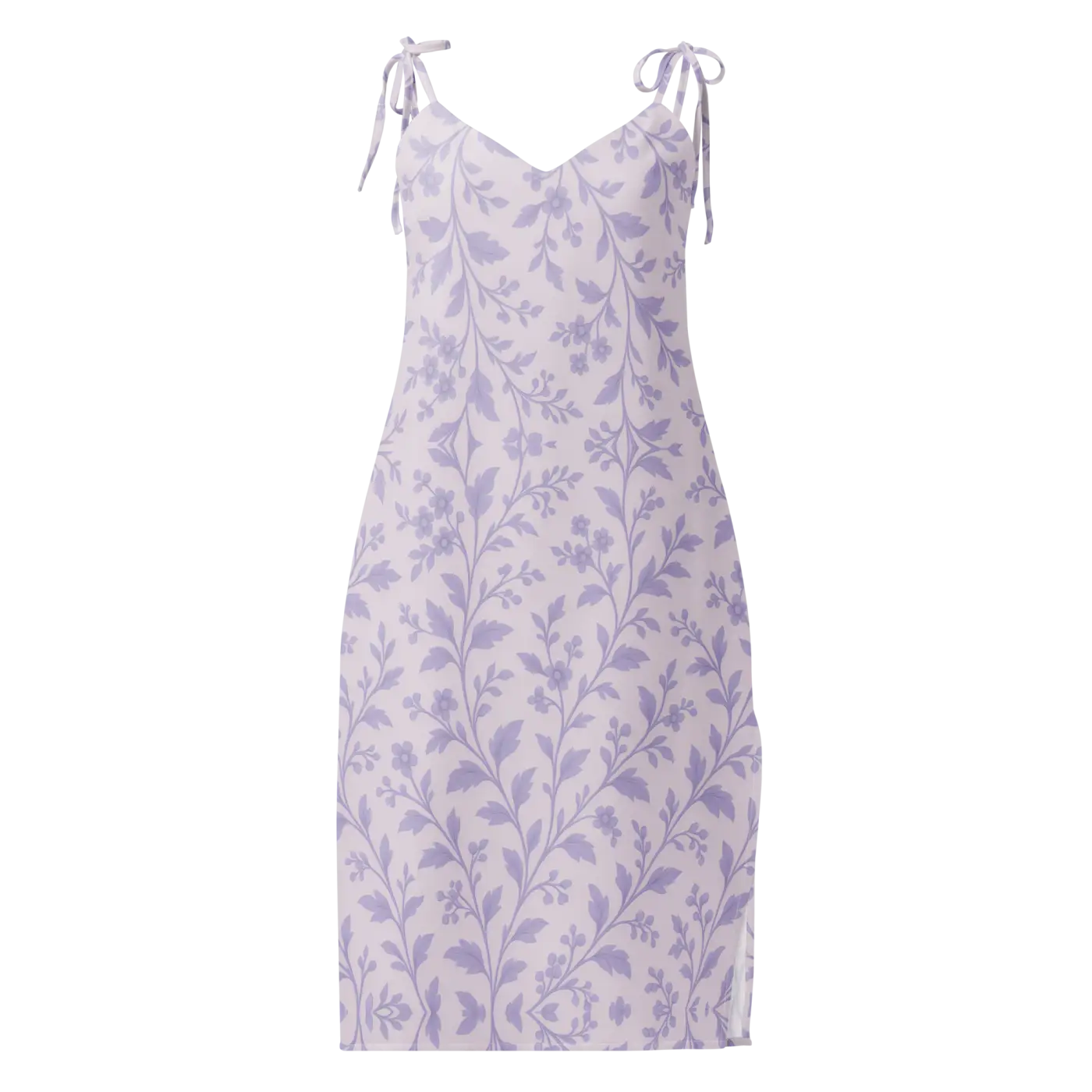 Midi Dress - Purple Floral Vines Built-In Bra - DipaliZ