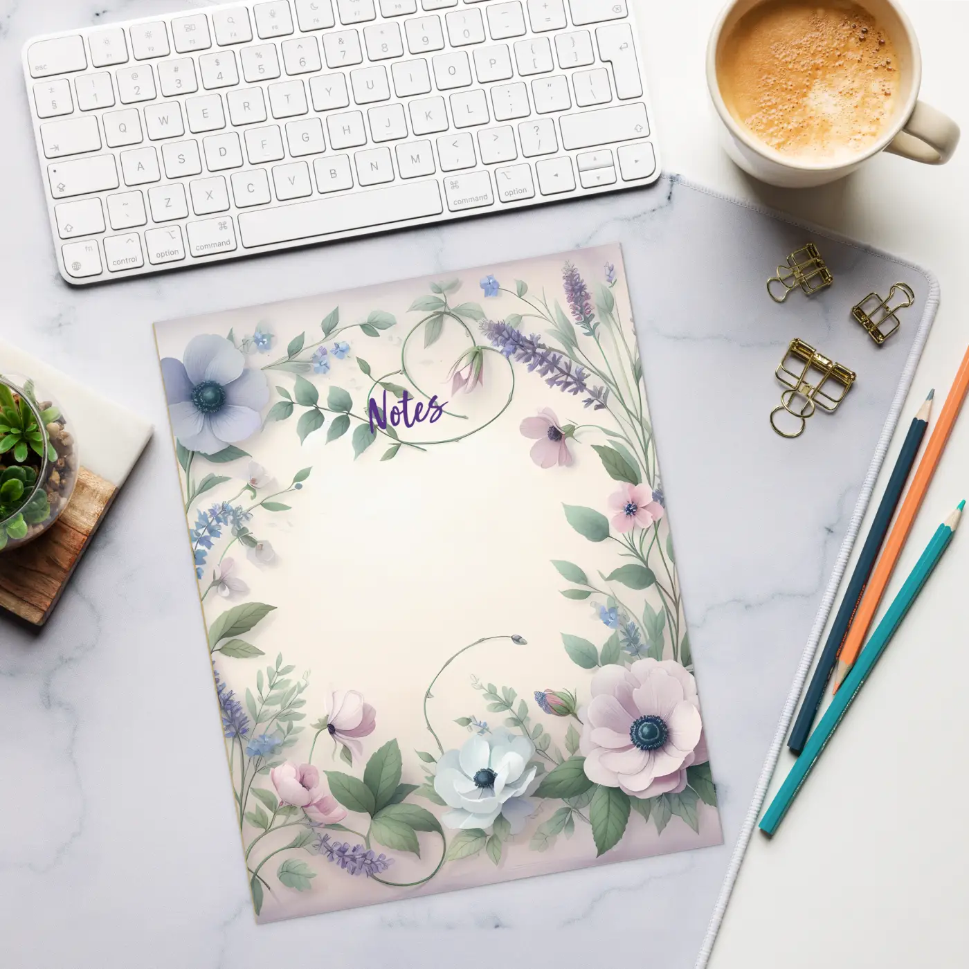 Purple Flowers Notepad - Stylish Stationery for Lists - DipaliZ