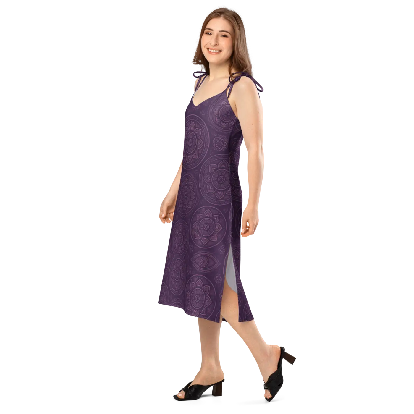 Purple Mandala Midi Dress - Summer Breeze Bohemian - DipaliZ