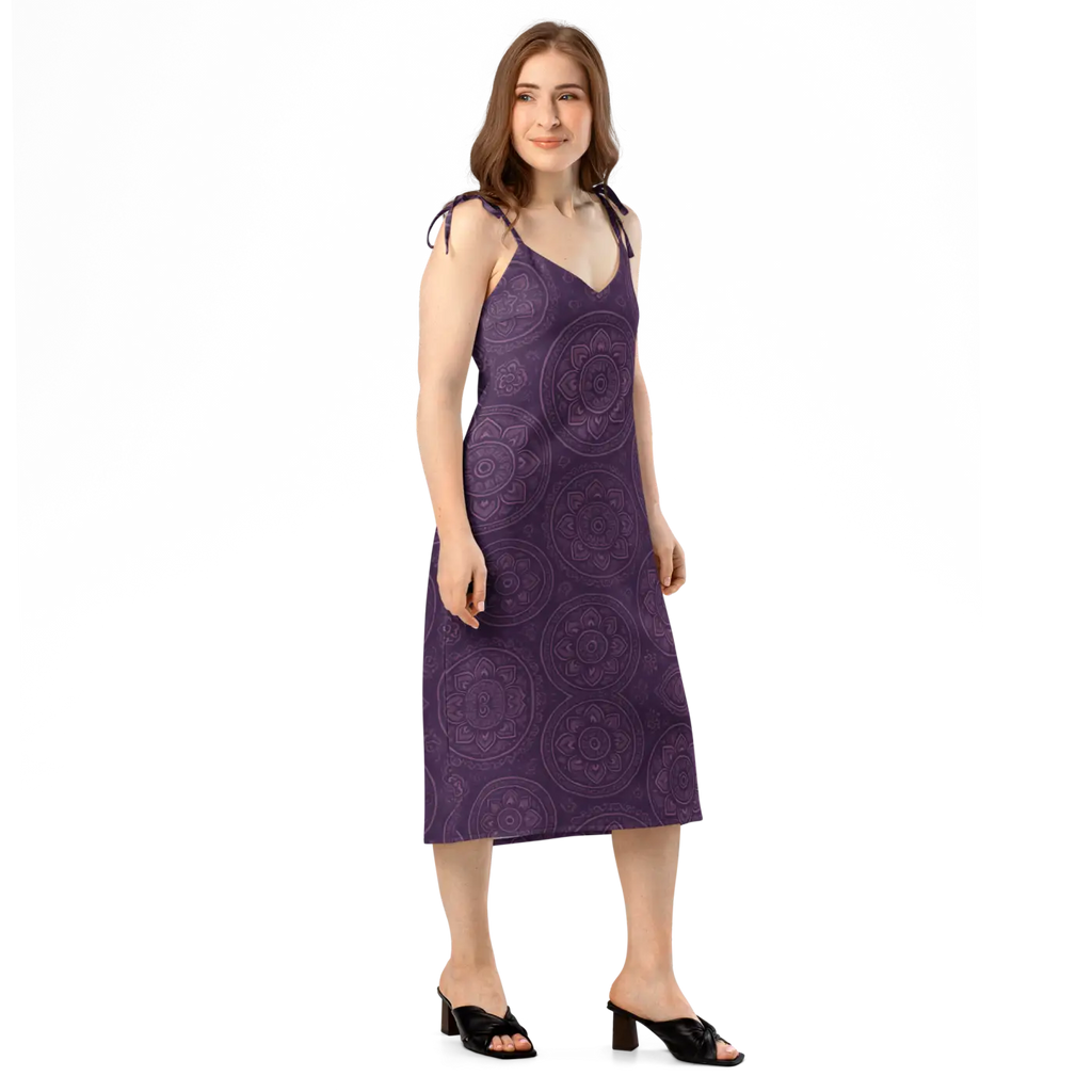 Purple Mandala Midi Dress - Summer Breeze Bohemian - DipaliZ