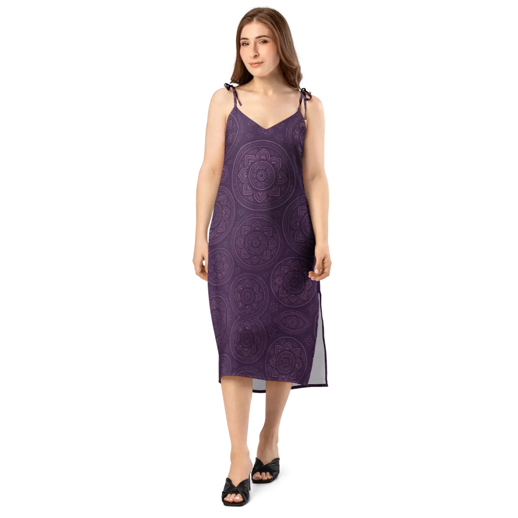 Purple Mandala Midi Dress - Summer Breeze Bohemian - DipaliZ