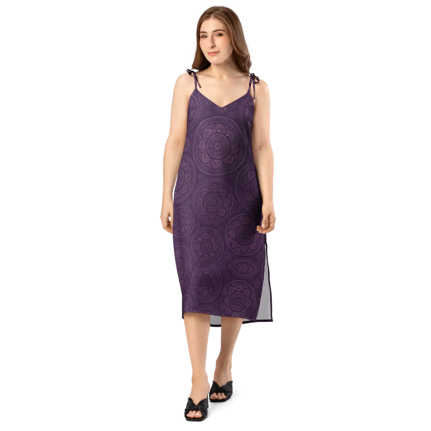 Purple Mandala Midi Dress - Summer Breeze Bohemian - DipaliZ