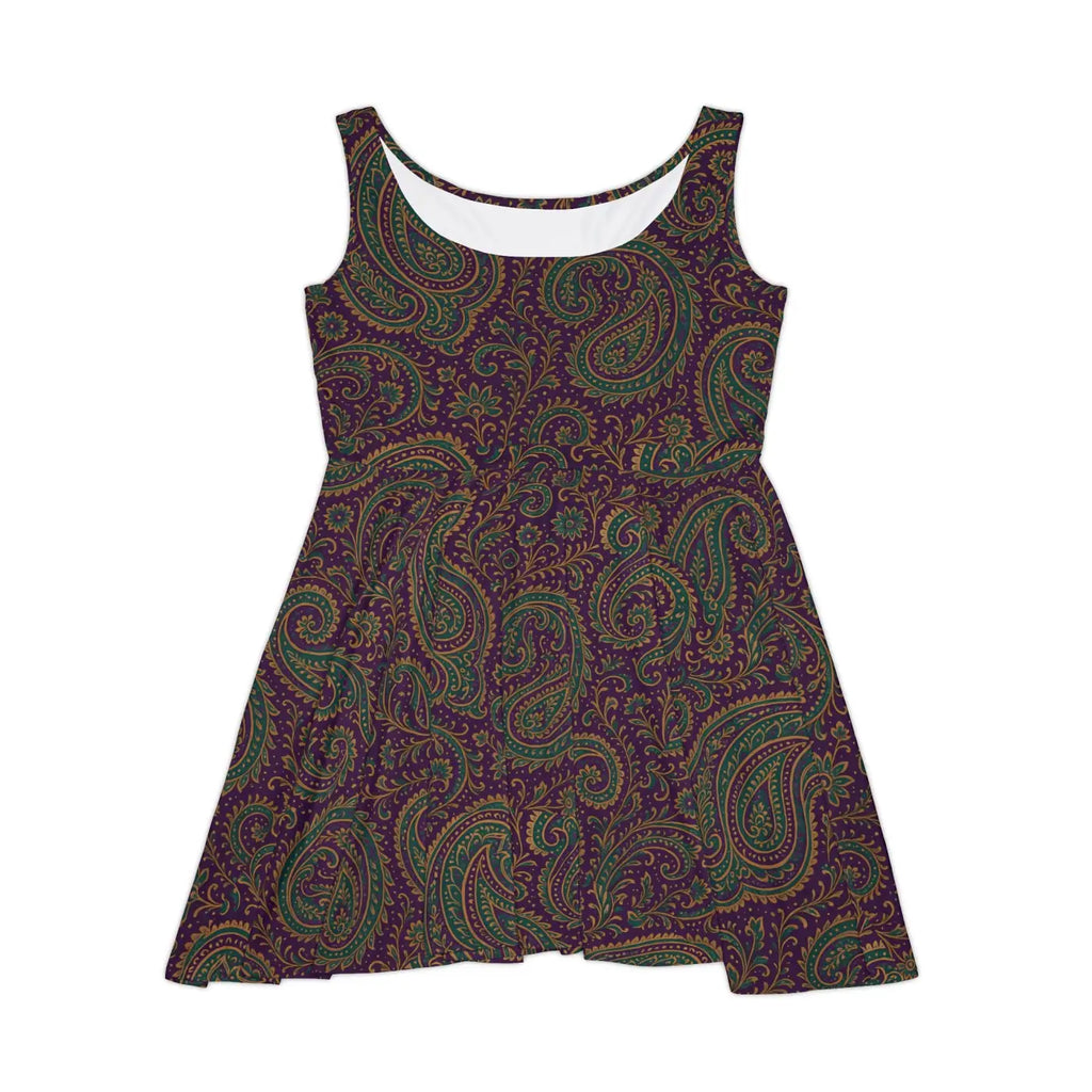 Purple Paisley Skater Dress - Bold Print Style - DipaliZ