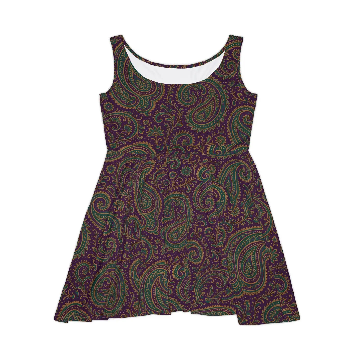 Purple Paisley Skater Dress - Bold Print Style - DipaliZ