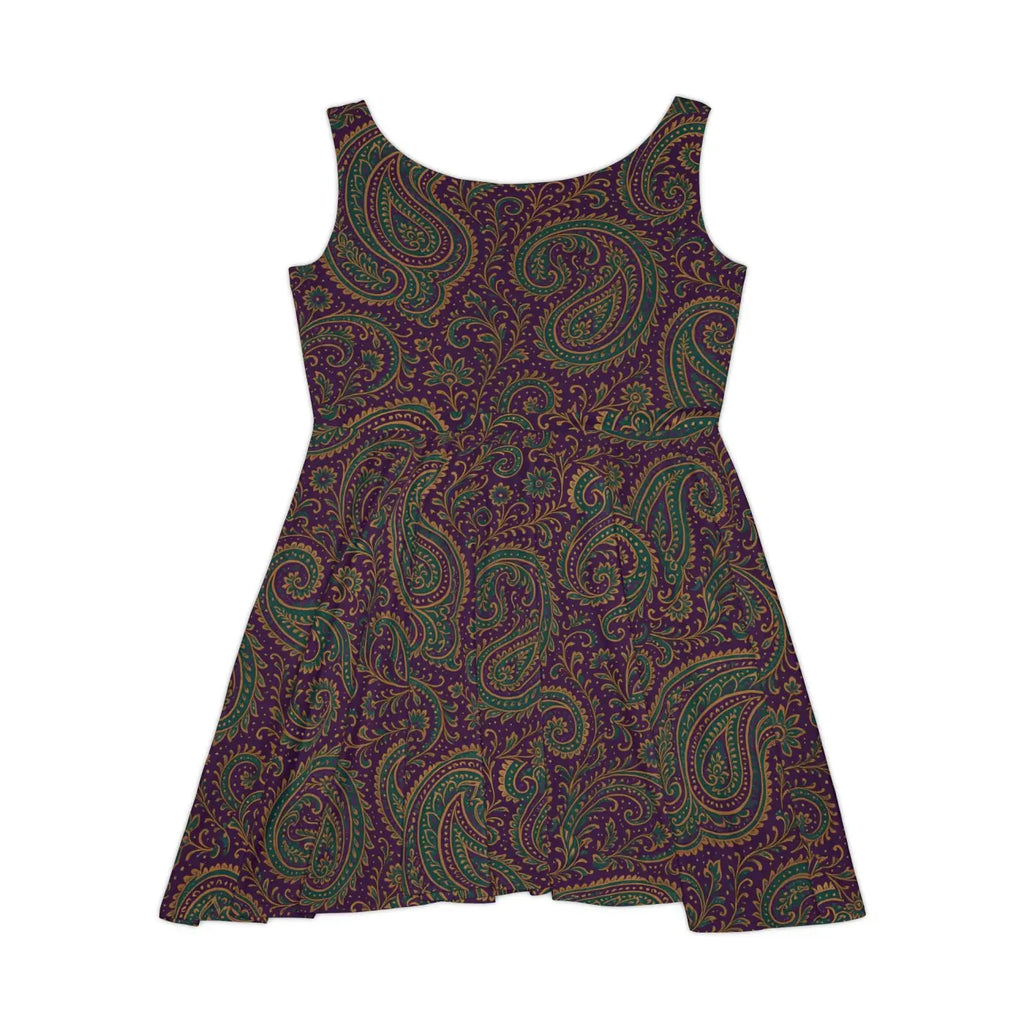 Purple Paisley Skater Dress - Bold Print Style - DipaliZ