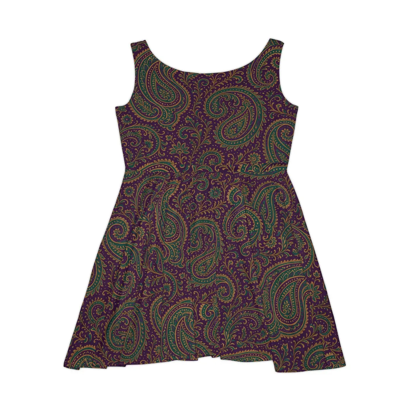Purple Paisley Skater Dress - Bold Print Style - DipaliZ