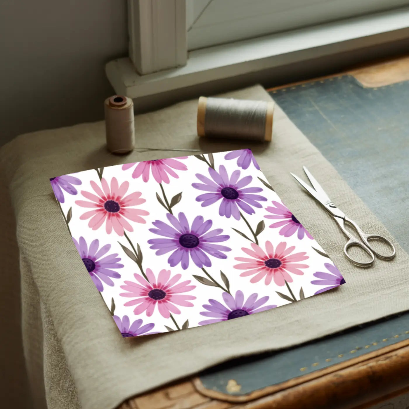 Pink Floral Fabric - Bold Cotton Print for Crafts - DipaliZ