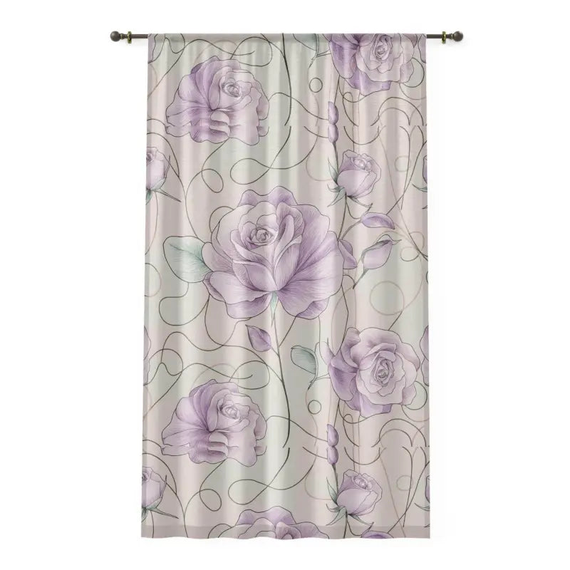 Purple Rose Flowers Curtain - Floral Home Decor - DipaliZ