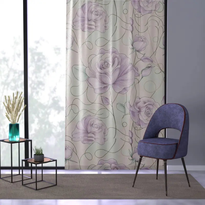 Purple Rose Flowers Curtain - Floral Home Decor - DipaliZ