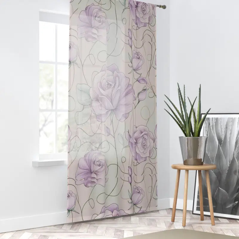 Purple Rose Flowers Curtain - Floral Home Decor - DipaliZ