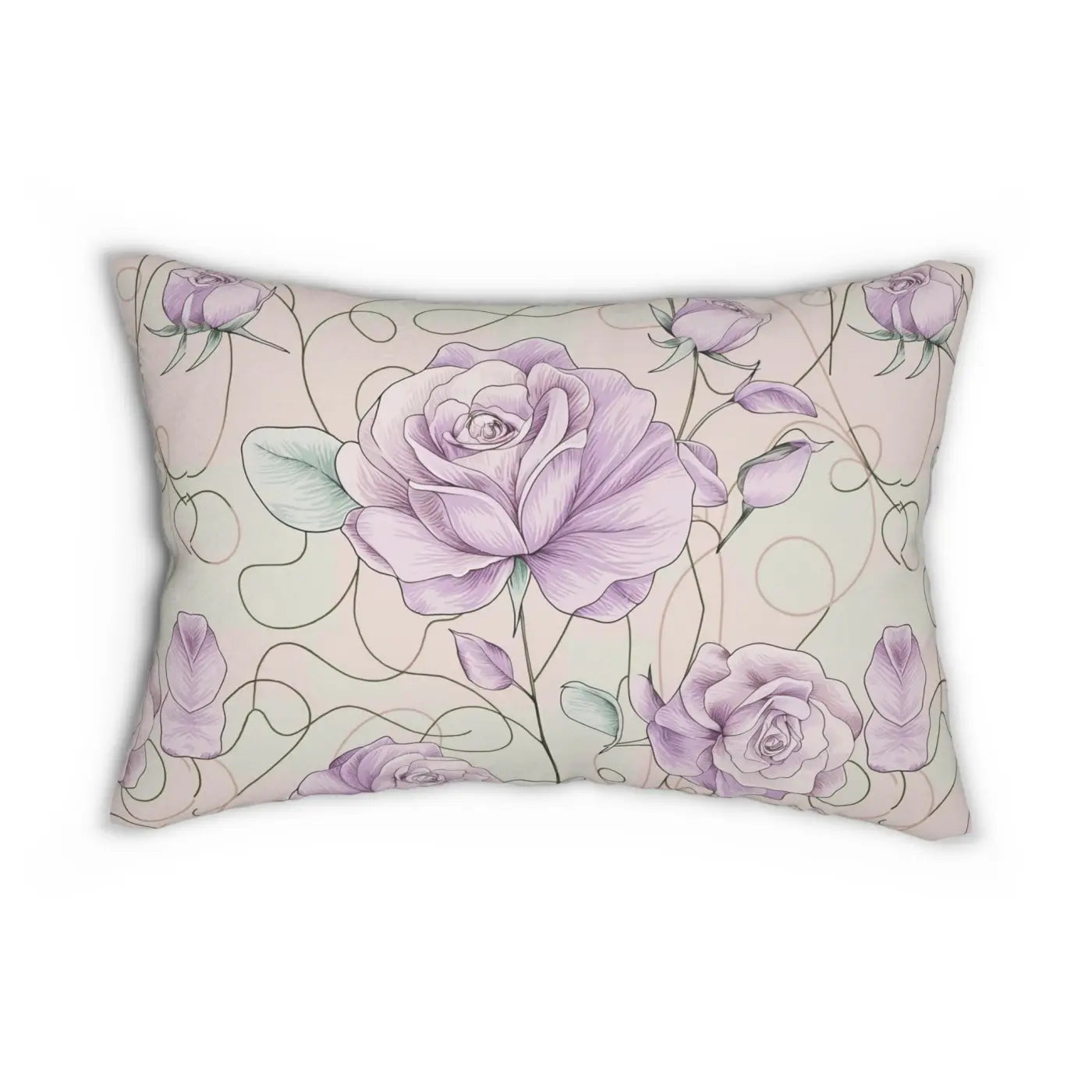 Purple Roses Lumbar Pillow - Spun Polyester Home Decor - DipaliZ