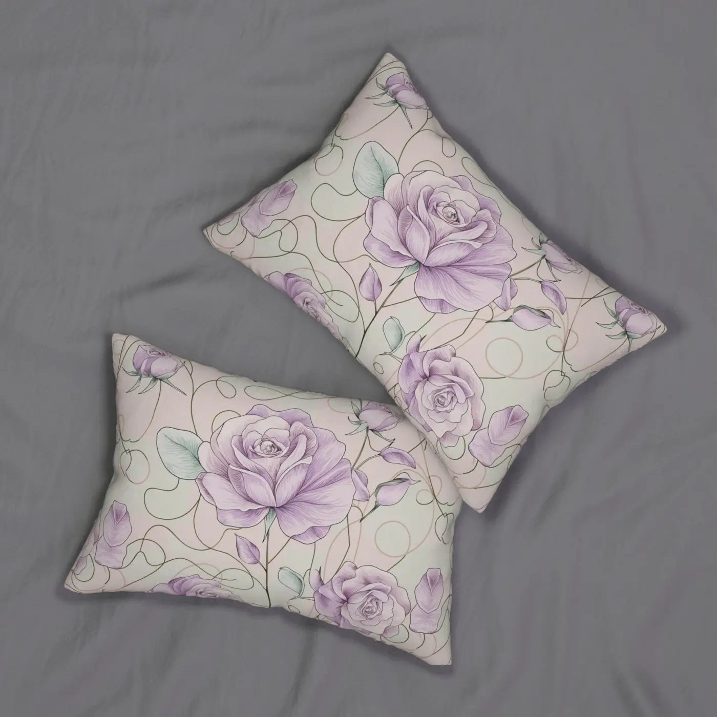 Purple Roses Lumbar Pillow - Spun Polyester Home Decor - DipaliZ
