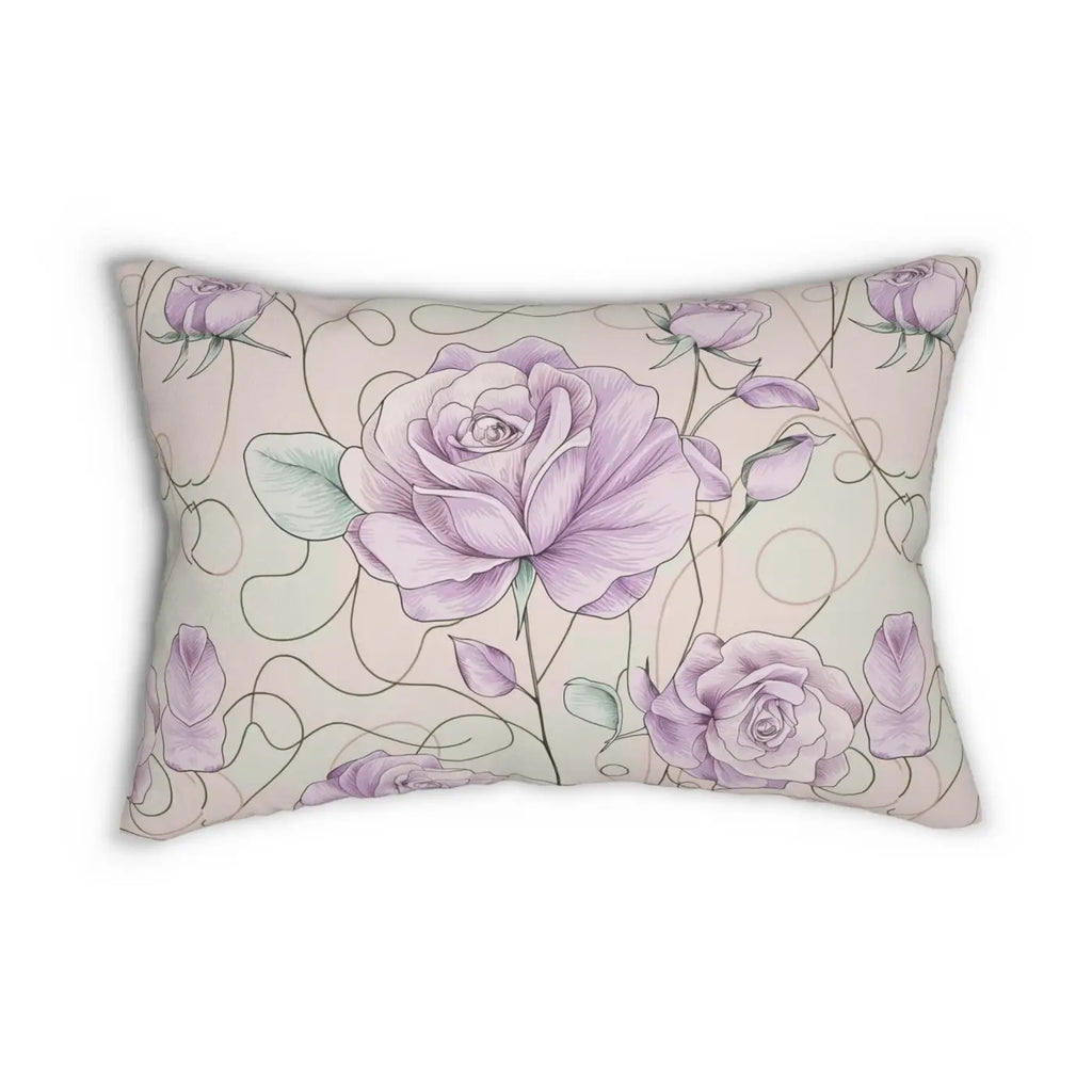 Purple Roses Lumbar Pillow - Spun Polyester Home Decor - DipaliZ