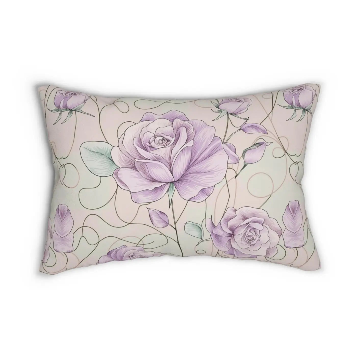 Purple Roses Lumbar Pillow - Spun Polyester Home Decor - DipaliZ