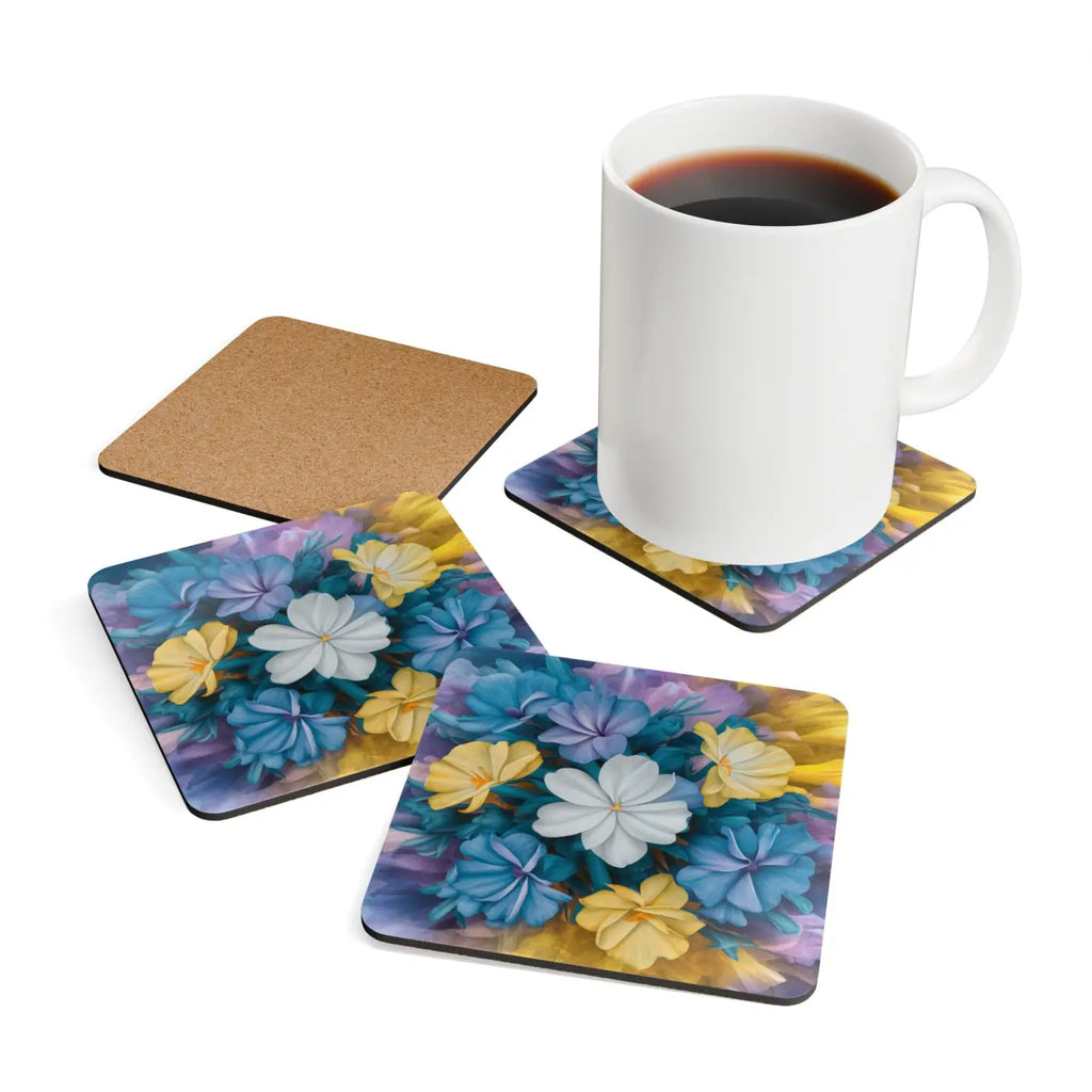 Vibrant Yellow Flowers Coaster Set - Corkwood Design - DipaliZ