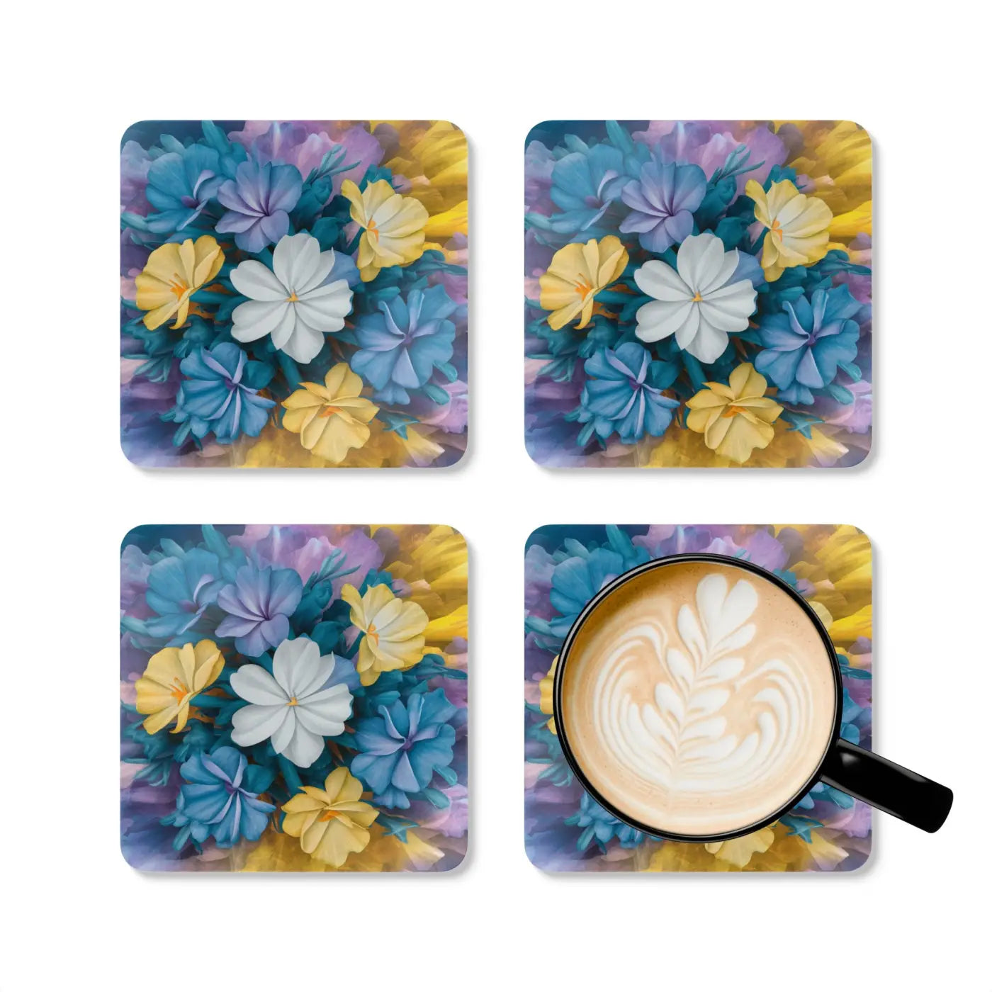 Vibrant Yellow Flowers Coaster Set - Corkwood Design - DipaliZ