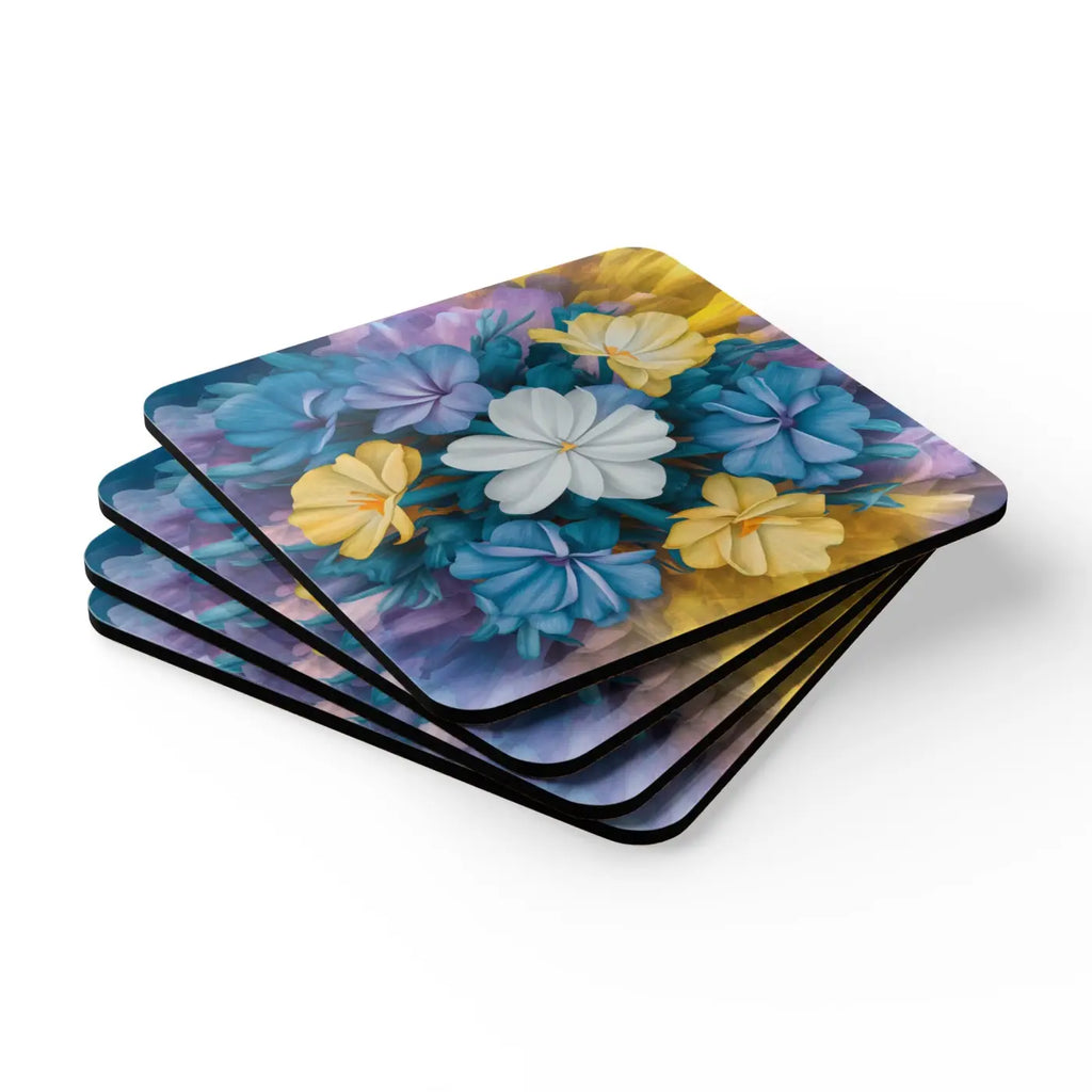 Vibrant Yellow Flowers Coaster Set - Corkwood Design - DipaliZ