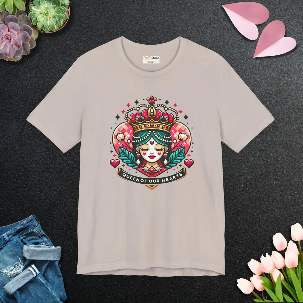 Hearts Unisex Jersey Tee - Striking Heart Queen Design - DipaliZ