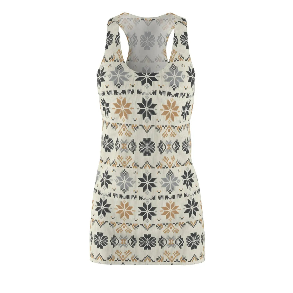 Nordic Snowflake Print Racerback Dress - Cozy Winter AOP - DipaliZ