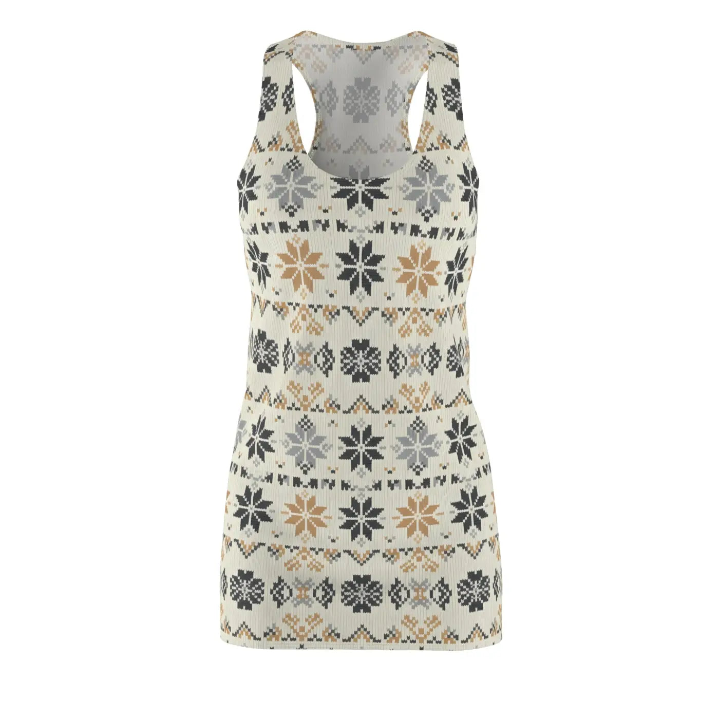Nordic Snowflake Print Racerback Dress - Cozy Winter AOP - DipaliZ