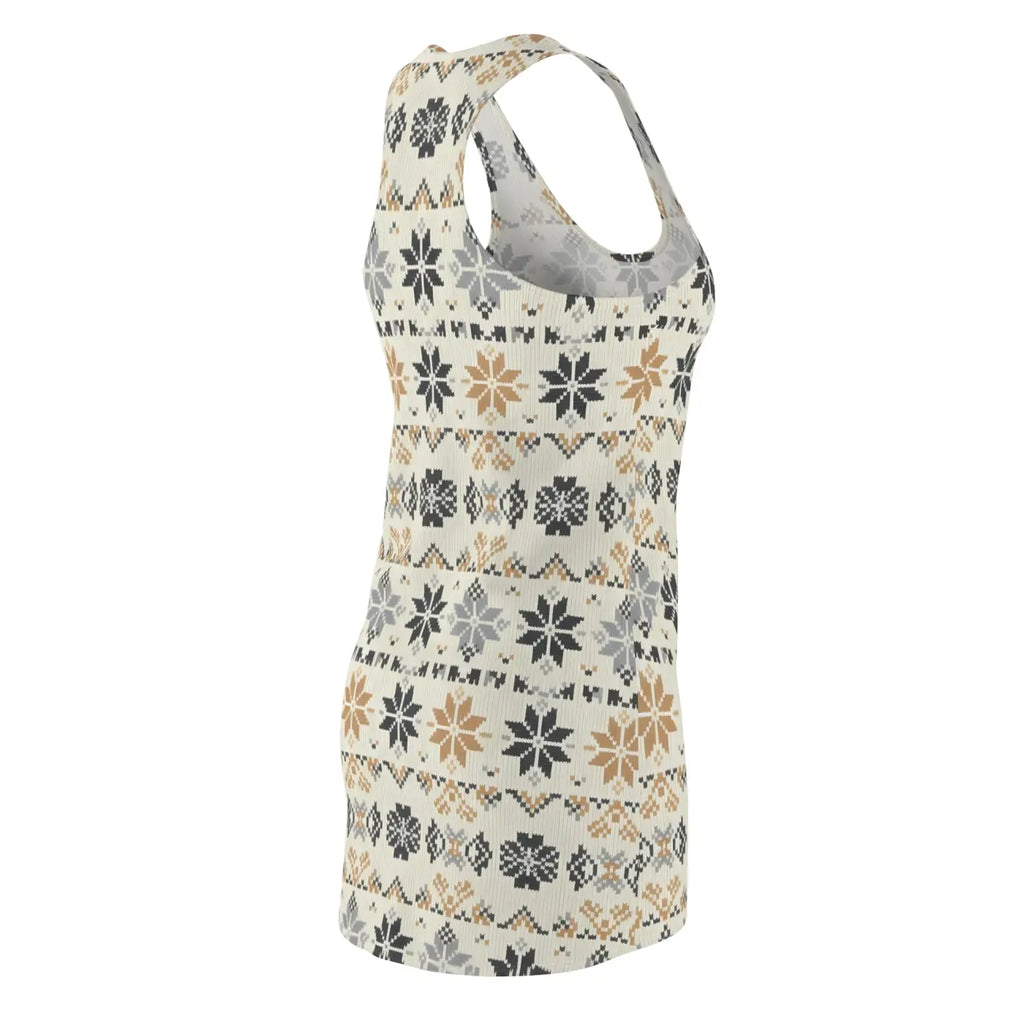 Nordic Snowflake Print Racerback Dress - Cozy Winter AOP - DipaliZ