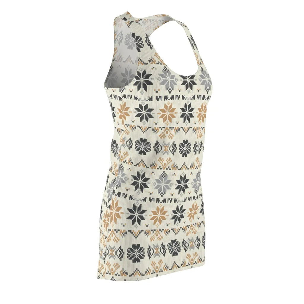 Nordic Snowflake Print Racerback Dress - Cozy Winter AOP - DipaliZ