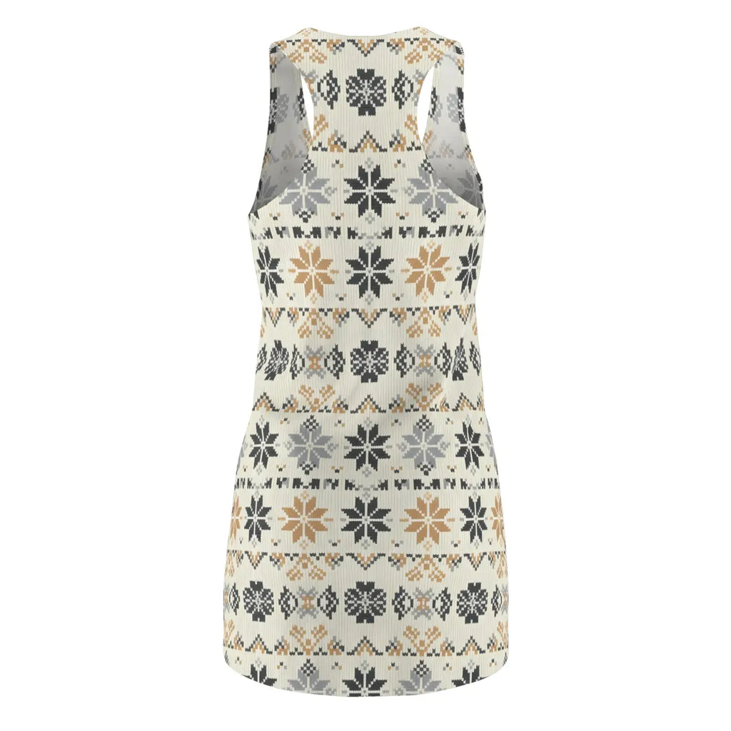 Nordic Snowflake Print Racerback Dress - Cozy Winter AOP - DipaliZ